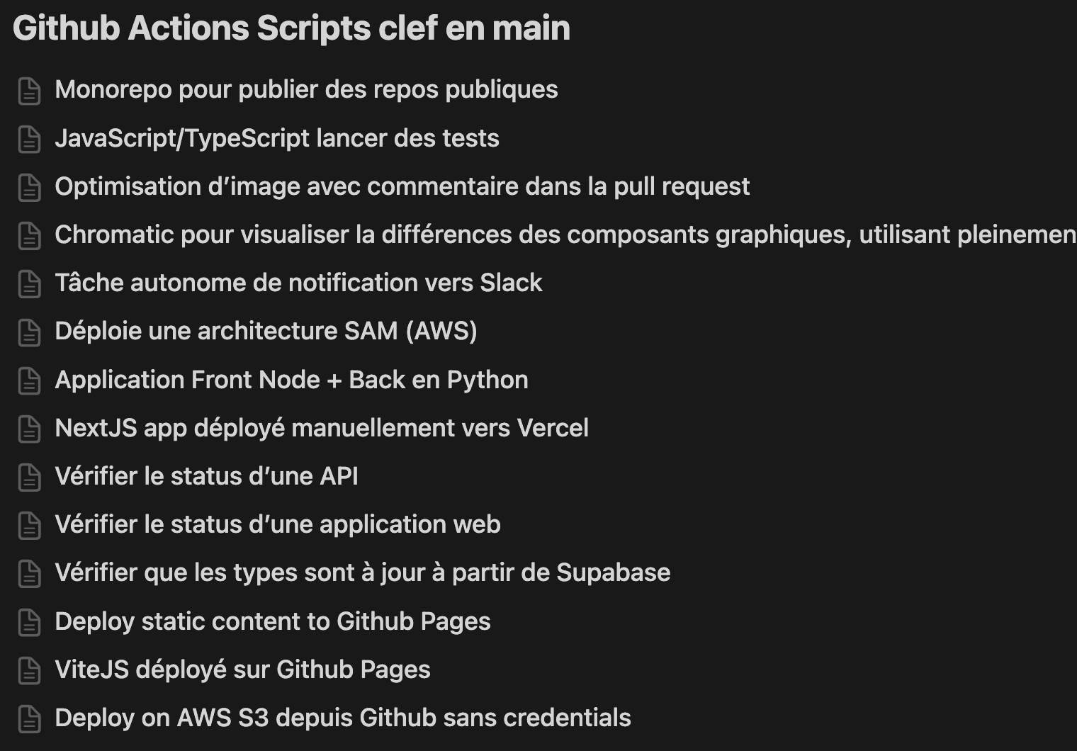Liste de scripts élémentaires